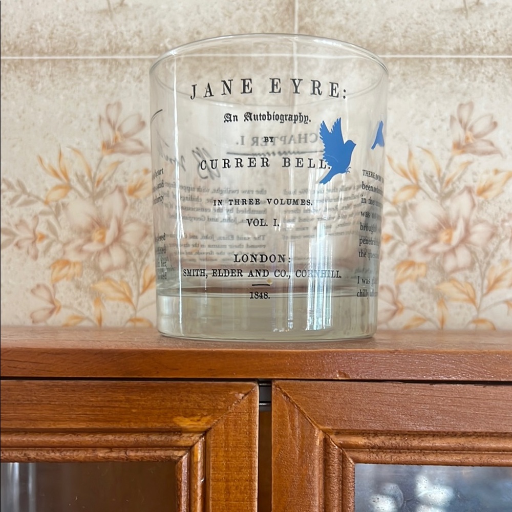 Literary Jane Eyre by Charlotte Bronte drinking glass like new